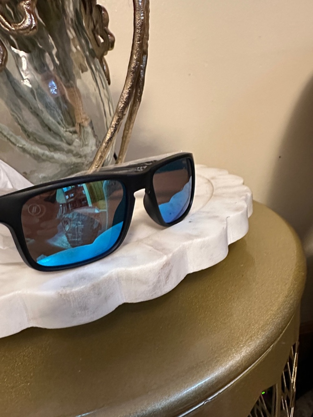 Polarized Blue Mirror Women’s Sunglasses - Black Frame